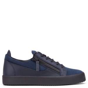 Giuseppe Zanotti Low Tops - FRANKIE - Men's Blue Suede Leather Sneakers