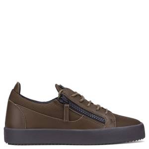 Giuseppe Zanotti Low Tops - FRANKIE - Men's Green Military Fabric Leather Sneakers