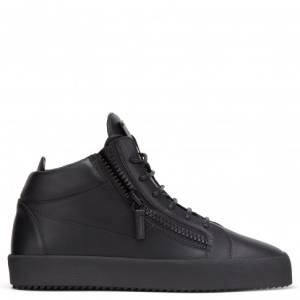 Giuseppe Zanotti Sneakers KRISS Black Calf Leather Men's Mid-Tops