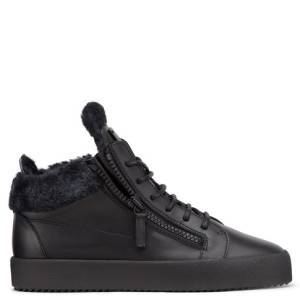 Giuseppe Zanotti Mid Tops - KRISS - Fur - Men's Black Sneakers