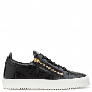 Giuseppe Zanotti - FRANKIE - Black Crocodile-Embossed Low-Top Men's Sneakers