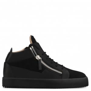 Giuseppe Zanotti - KRISS - Black Suede And Calfskin Mid-Top Men's Sneakers