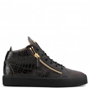 Giuseppe Zanotti - KRISS - Brown Crocodile-Embossed Leather Men's Sneakers