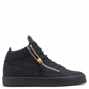 Giuseppe Zanotti Mid-Tops - KRISS - Black Crocodile-Embossed Men's Sneaker