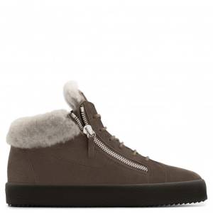 Giuseppe Zanotti Sneakers KRISS Brown Calf Suede Men's Mid-Tops