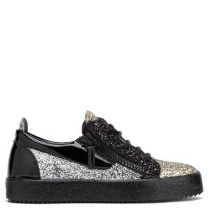 Giuseppe Zanotti Low Tops - NICKI GLITTER - Women's Black/Gold/Silver Sneakers