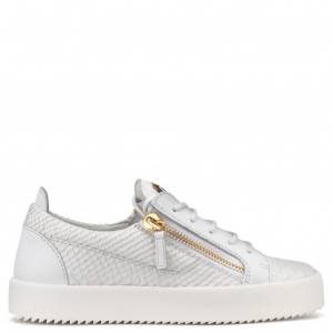 Giuseppe Zanotti - NICKI - White Embossed-Python Leather Low-Top Women's Sneakers