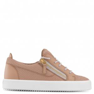 Giuseppe Zanotti - NICKI - Pink Python-Printed Leather Low-Top Women's Sneaker