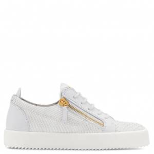 Giuseppe Zanotti - NICKI - White Python-Printed Leather Low-Top Women's Sneaker