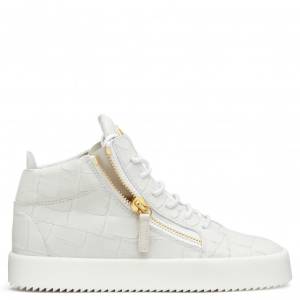 Giuseppe Zanotti Sneakers KRISS White Crocodile-Embossed Women's Mid Tops