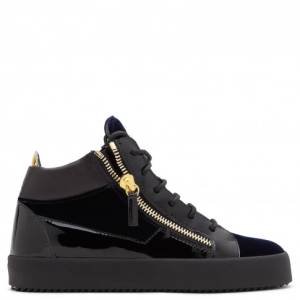Giuseppe Zanotti Sneakers KRISS Dark Blue Velvet Women's Mid-Tops
