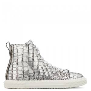 Giuseppe Zanotti Men's Sneakers "Silver Blabber" Mid-Tops