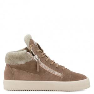 Giuseppe Zanotti - KRISS - Suede Beige Mid-Top Women's Sneakers