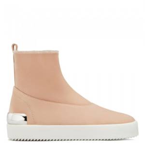 Giuseppe Zanotti - TRACY STEEL - High-Top Pink Suede Sneakers Boots