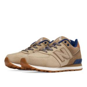 New Balance 574 Collegiate Kids Pre-School Lifestyle Shoes - Tan / Purple (KL574NMP)