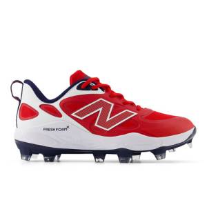 New Balance Velov4 Molded Softball Shoes - Red / White (SPVELOU4)