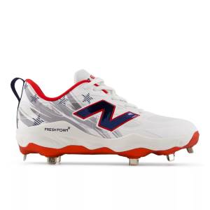 New Balance Women's Velo V4 Softball Shoes - White / Red (WVELO5CX)