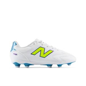 New Balance Kids' 442 Team Jnr FG V3 Shoes - White / Green (Y43F65R)