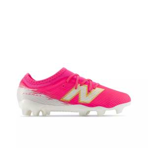 New Balance Kids' Furon Team Jnr FG V8 Shoes - Pink / White / Brown (YF3F6WF)