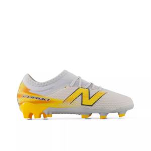 New Balance Kids' Furon Team Jnr FG V9 Shoes - Grey / Orange (YF3F96W)